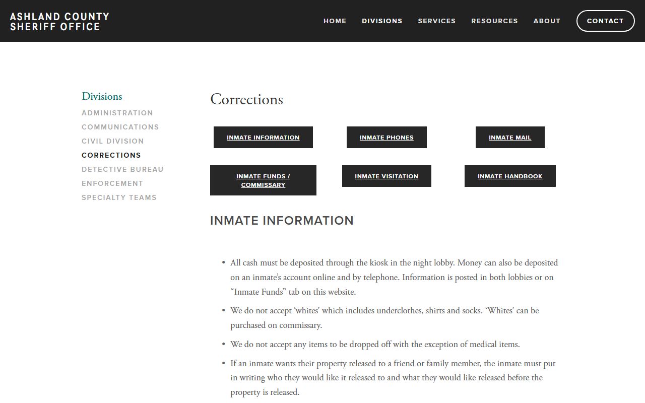 Ashland County Busted Mugshots corrections division